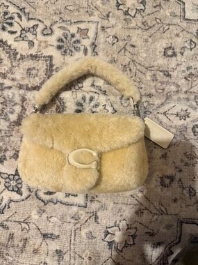 COACH pillow tabby in sherling  purse, silver hardware both straps included
